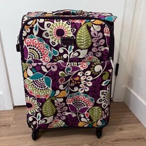 Floral Patterned Suitcase with Wheels